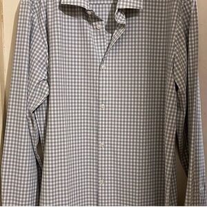 Mizzen + Main Shirt Mens XL Gray/White Check Plaid Long Sleeve Button Up Leeward